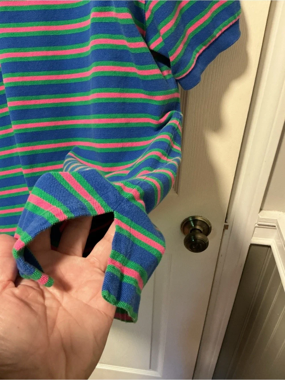 Vintage Polo Ralph Lauren Striped Polo Shirt Men’s XL Blue Green Pink Cotton